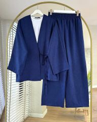 Elif Yandan Bağcıklı Keten Takım