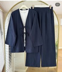 Lina Önden Bağlamalı Keten Takım