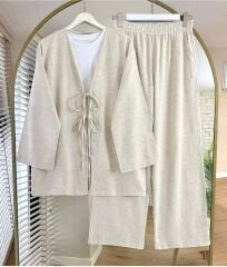 Lina Önden Bağlamalı Keten Takım