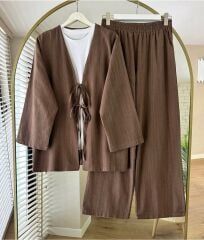 Lina Önden Bağlamalı Keten Takım